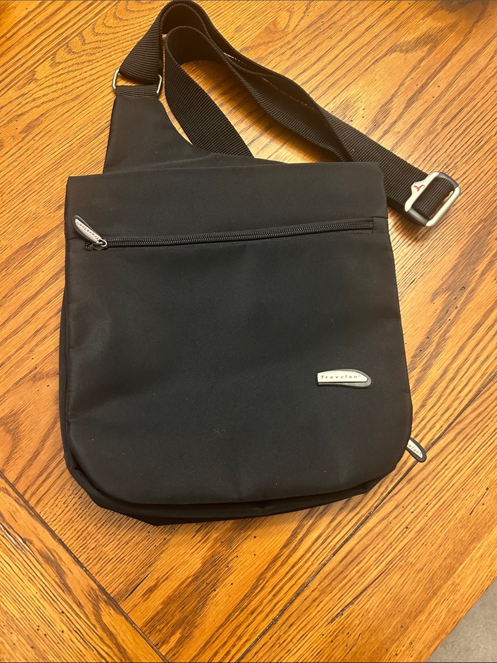 Travelon Black Slim Crossbody Messenger Bag